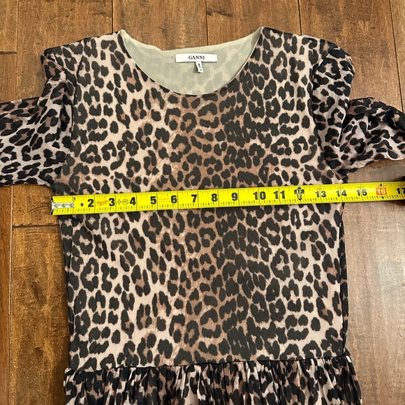 Ganni Leopard Tilden Long Sleeve Maxi Dress Sz 36 Small - Picture 7 of 14